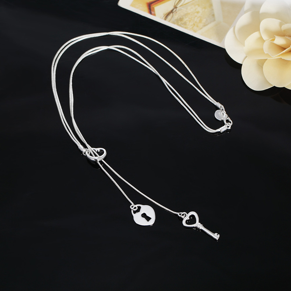 Chain Lock Combination - Collana con chiave a cuore romantico
